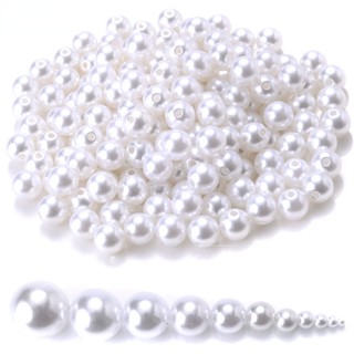 Contas De Imitação De Pérolas Plásticas Brancas 3/4/5/6/8/10/12/14/16/18/20mm Abs Loose Spacer Beads Para Jóias Fazendo Roupas De Costura