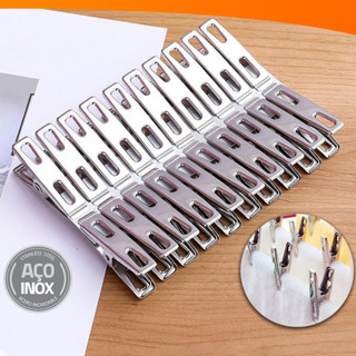 Kit 10 a 50 Grampos Prendedores De Roupa 100% Aço Inox Super Resistentes em Oferta na Shopee