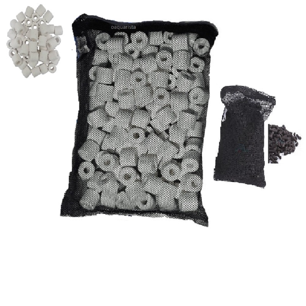 Kit Midias Filtrante 1kg Carvão Ativado E 1kg Ceramica + Bolsas compativeis