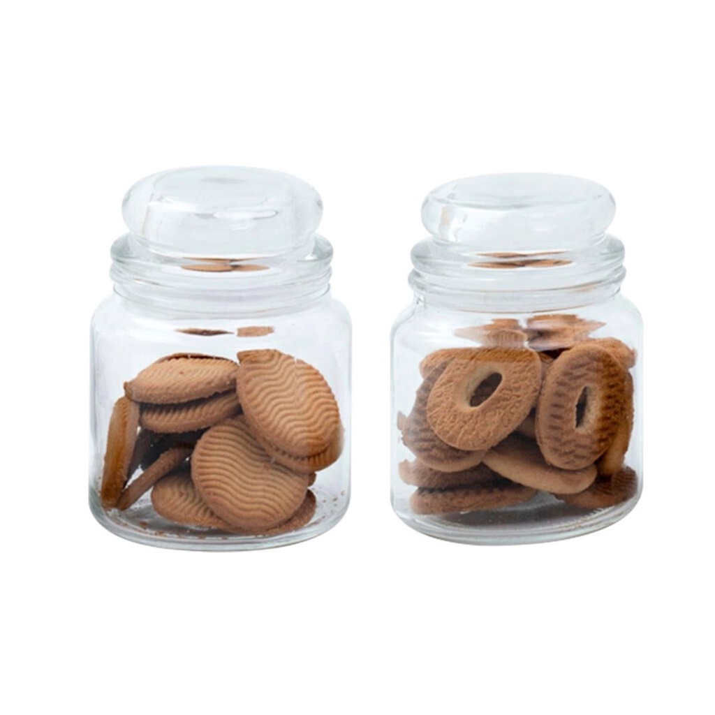 Kit 2 potes de vidro com tampa herméticos redondos 500ml - Mozcada