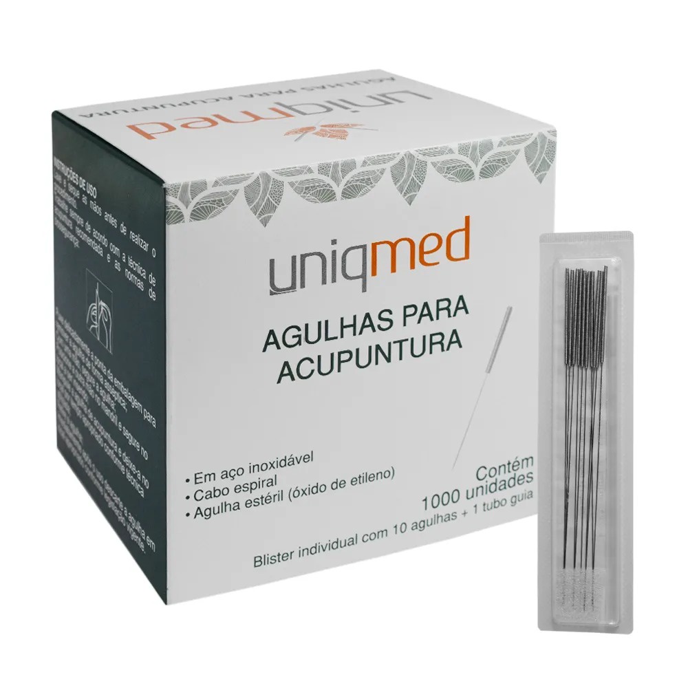 Agulha para Acupuntura 0,25mm x 15mm cx 1000 unidades Uniqmed