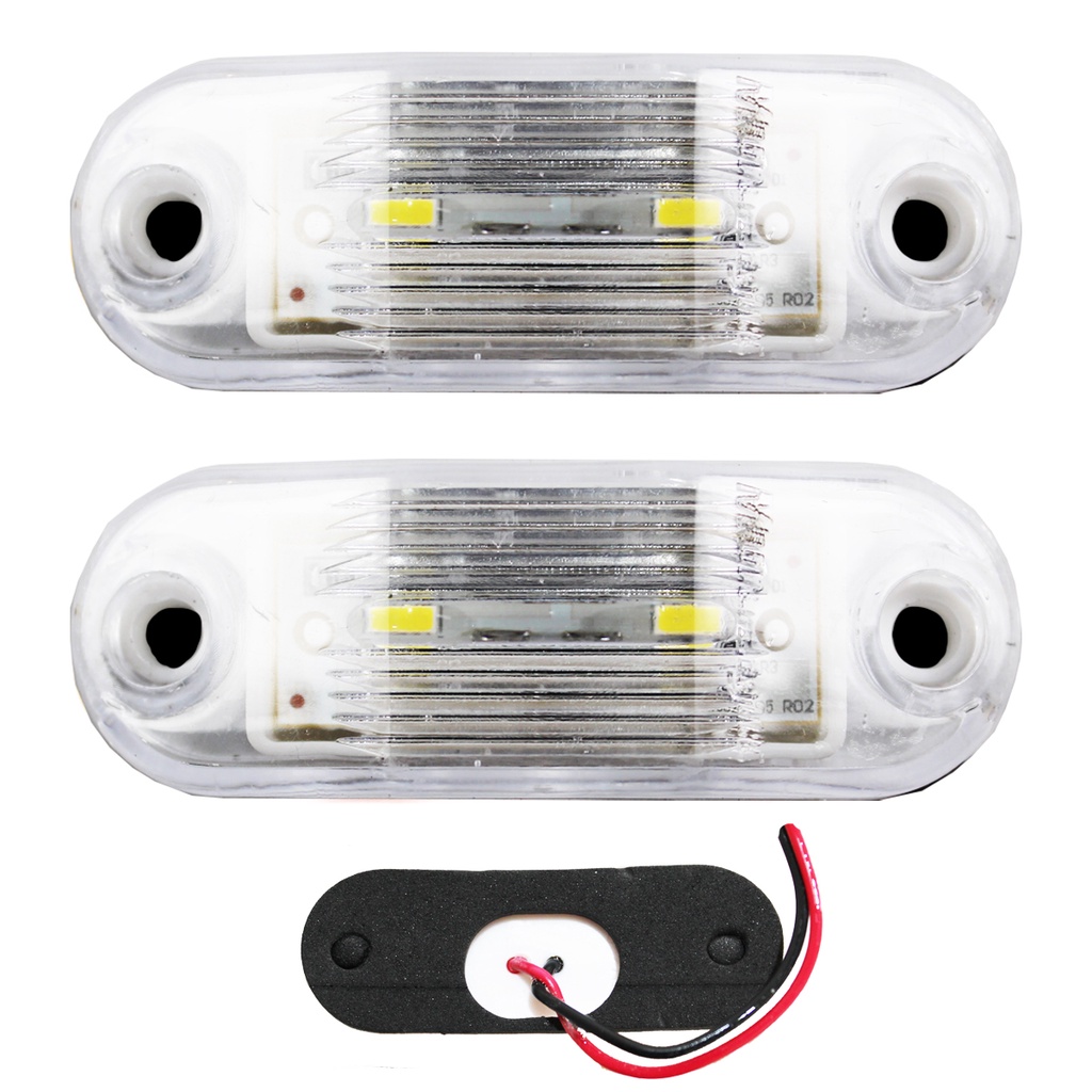 2 Lanterna Teto Caminhão Baú Ônibus 2 LED CRISTAL BIVOLT +Chicote