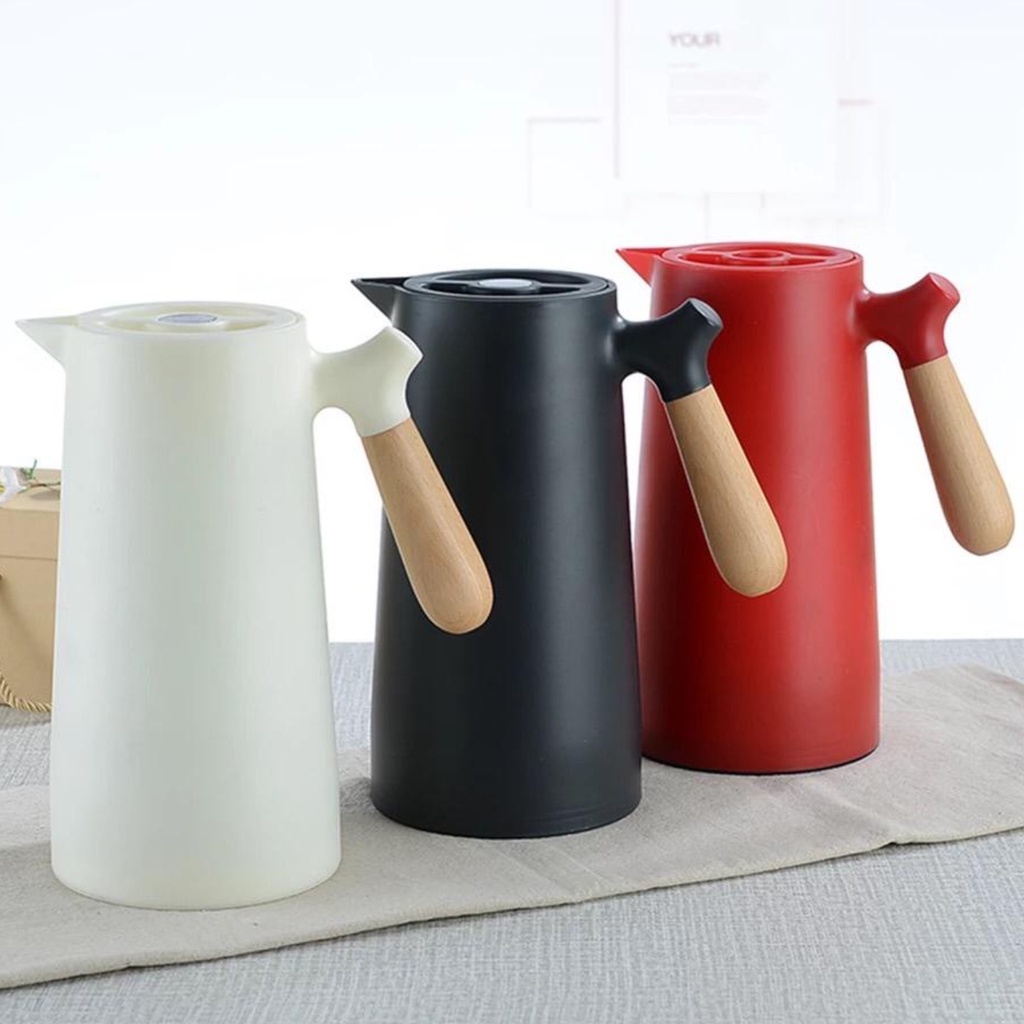 Garrafa Térmica Café Chá Minimalista Nórdica Cabo em Madeira 1 Litro em Oferta na Shopee