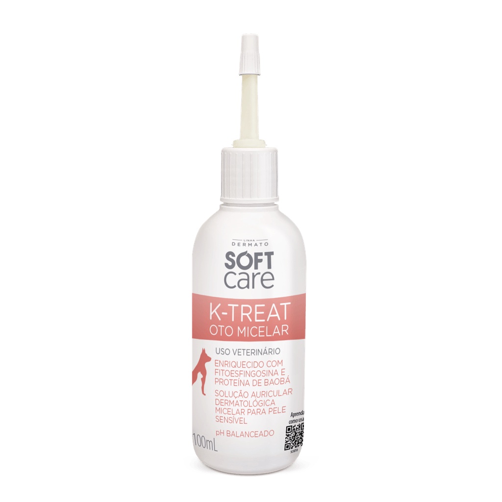 Limpeza Ouvidos Oto Micelar Soft Care K-Treat Cães Gatos Para Pele Sensível 100mL