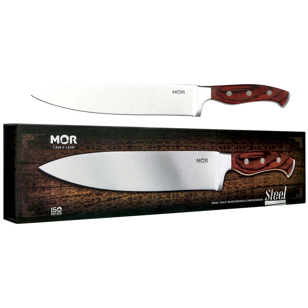 Faca para Churrasco Super Afiada Cabo Robusto Madeira Steel - MOR em Oferta na Shopee