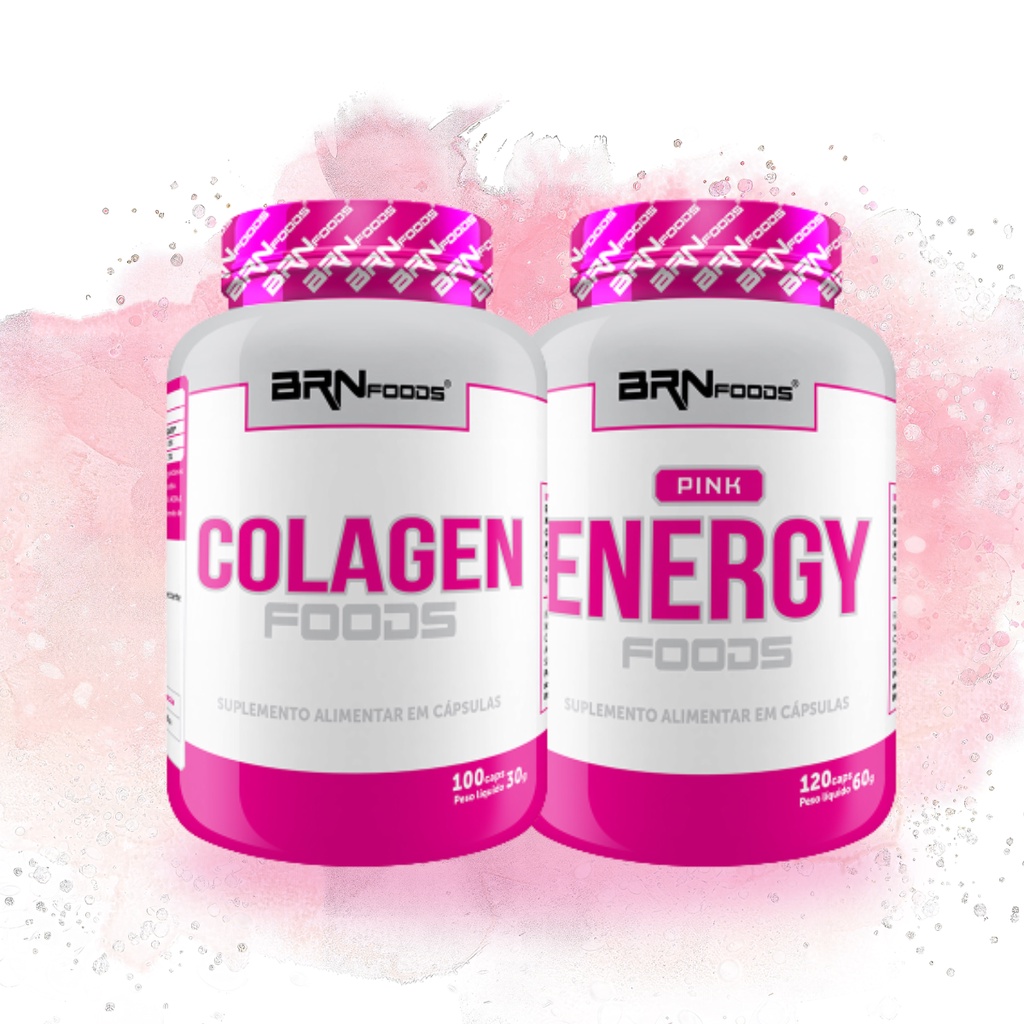 Kit Termogênico Pink Energy 120 Cápsulas + Colágeno Pink Colagen 100 Cápsulas - BRN FOODS