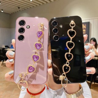 Capa De Revestimento Samsung Galaxy A24 A54 A34 A14 A15 A05 A05s Bracelete De Luxo Flash Rhinestone Traseira Em Silicone Macio