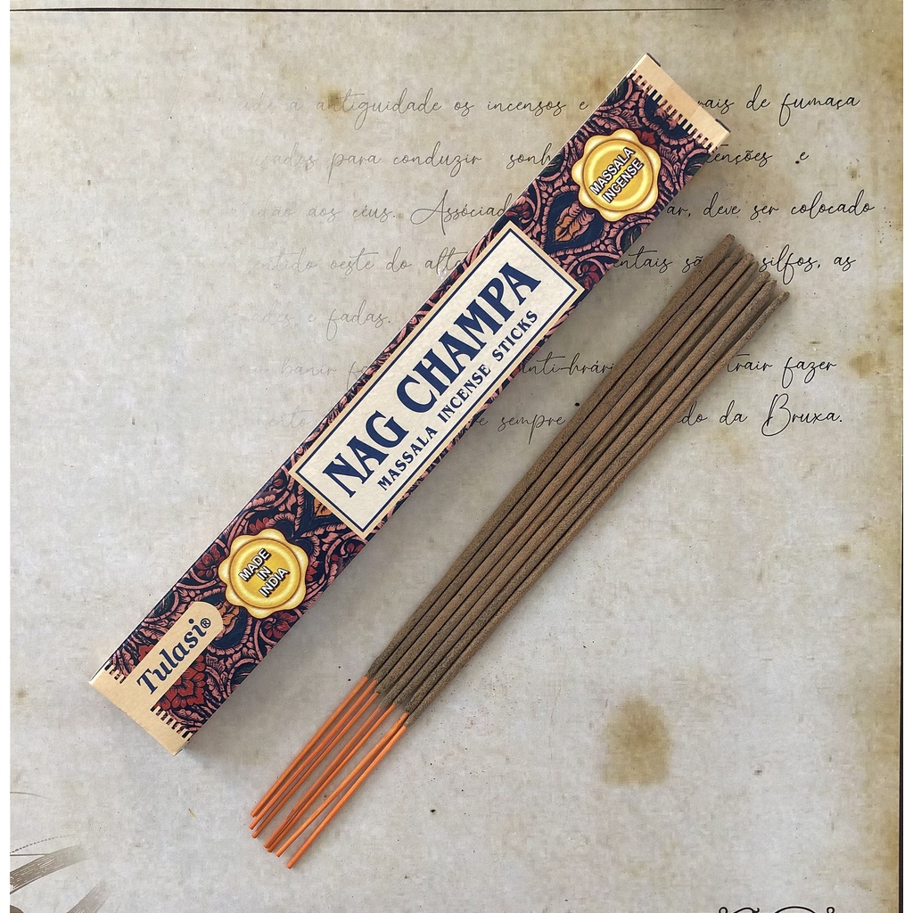 Incenso Tulasi Massala Nag Champa caixinha com 7 varetas em Oferta na Shopee