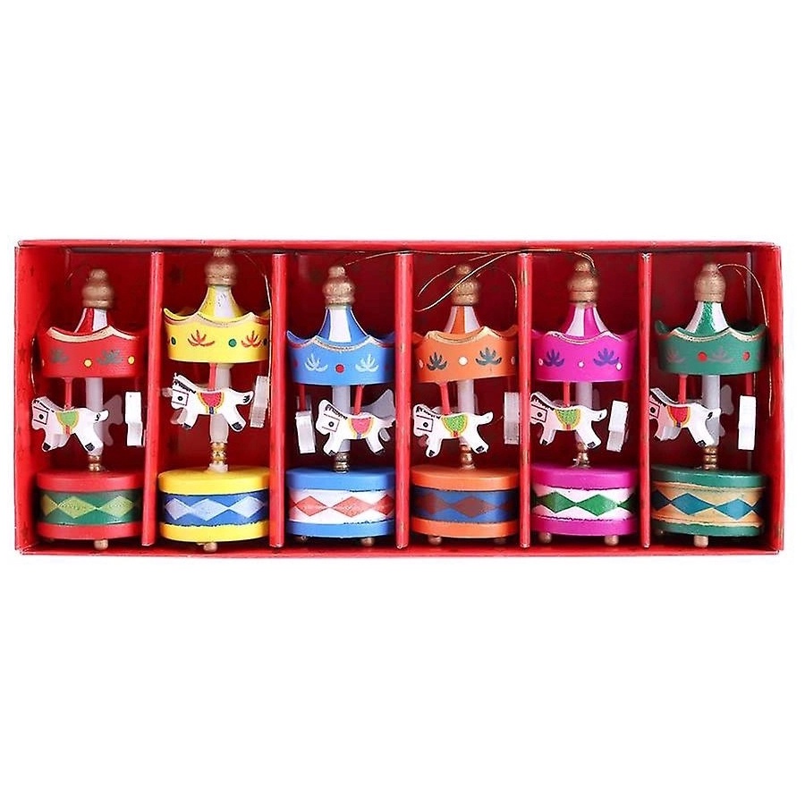 Conjunto Mini Carrossel - Madeira - Cores Mistas - 6 unidades - Rizzo