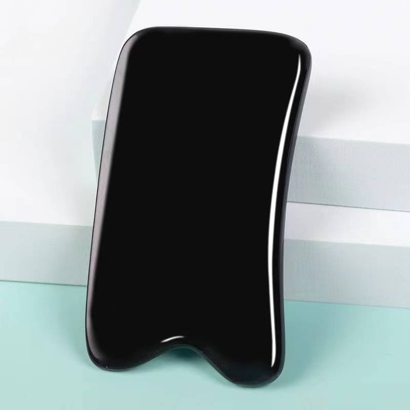 Placa De Massagem De Raspagem De Chifre De Búfalo Preto Natural , Ferramenta De Gua Sha Para Rosto , Olho , Pescoço , Co