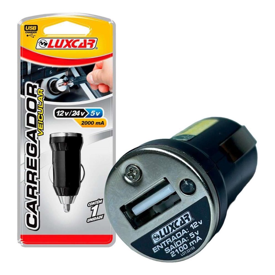 Carregador 12V Veicular para Celular Homologado Anatel