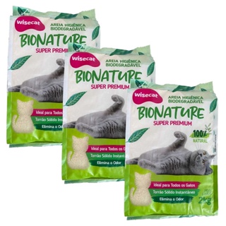 Areia De Mandioca Para Gatos Wisecat 2kg Kit 3Un em Oferta na Shopee