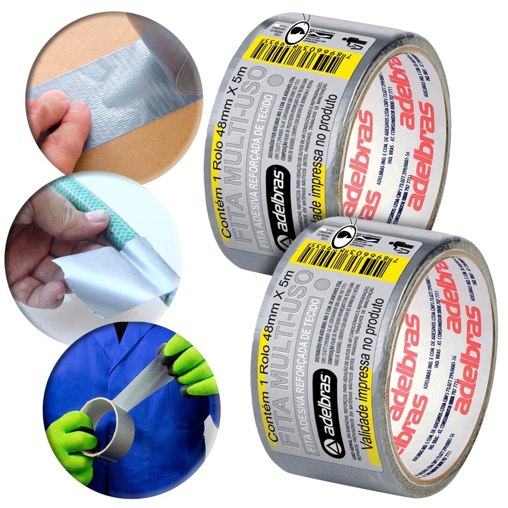 2 Unidades Fita Silver Tape Adelbras 48mm x 5 Metros Prata Multiuso