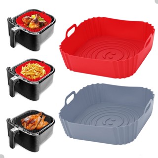 Kit 02 Formas De Silicone Quadrada Assadeira Air Fryer E Forno Forma Para Fritadeira Elétrica Com Alça