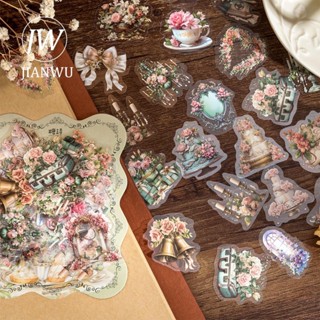 JIANWU 40 Folhas Flores Na Série Old Dream Box Vintage Flower Decor PET Sticker Creative DIYY Journal Collage Papelaria