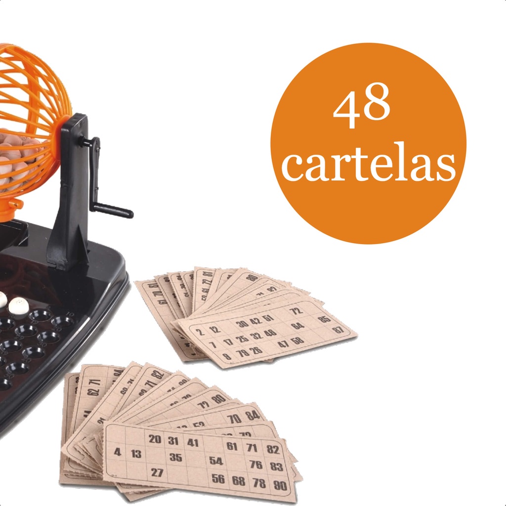 Jogo Bingo Infantil 48 Cartelas 90 Bolinhas Passatempo Divertido +5 Anos Brinquedo com Com Globo Nig Brinquedos - 1000