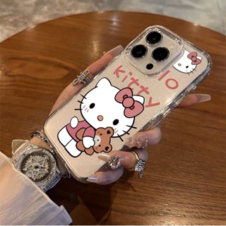 Abraço simples Doll Hello Kitty Kitty Cartoon Caixa de telefone transparente Glitter Resistente a choques Adequado para iPhone 11promax 13promax 14promax 15promax 15promax 14pro 13pro 15 14 13 12 11 pro max xr xs max 7 8 mais Caixas protetoras