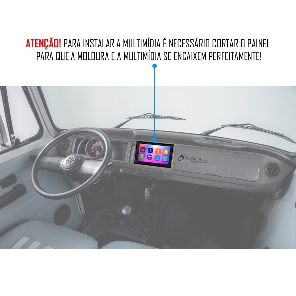Multimídia E-Tech Vw Kombi Bluetooth Espelhamento Android IOS + Moldura Painel + Câmera Ré · foto 2