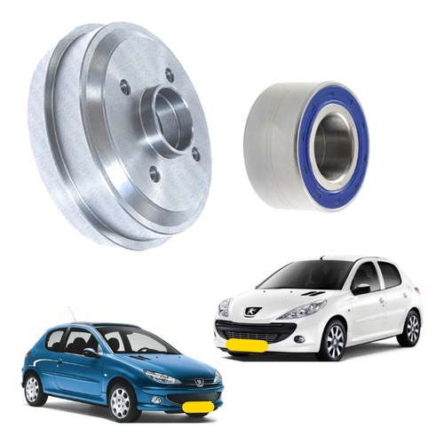 Campana Freio + Rolamento Roda Traseira Peugeot 206 207 em Oferta na Shopee