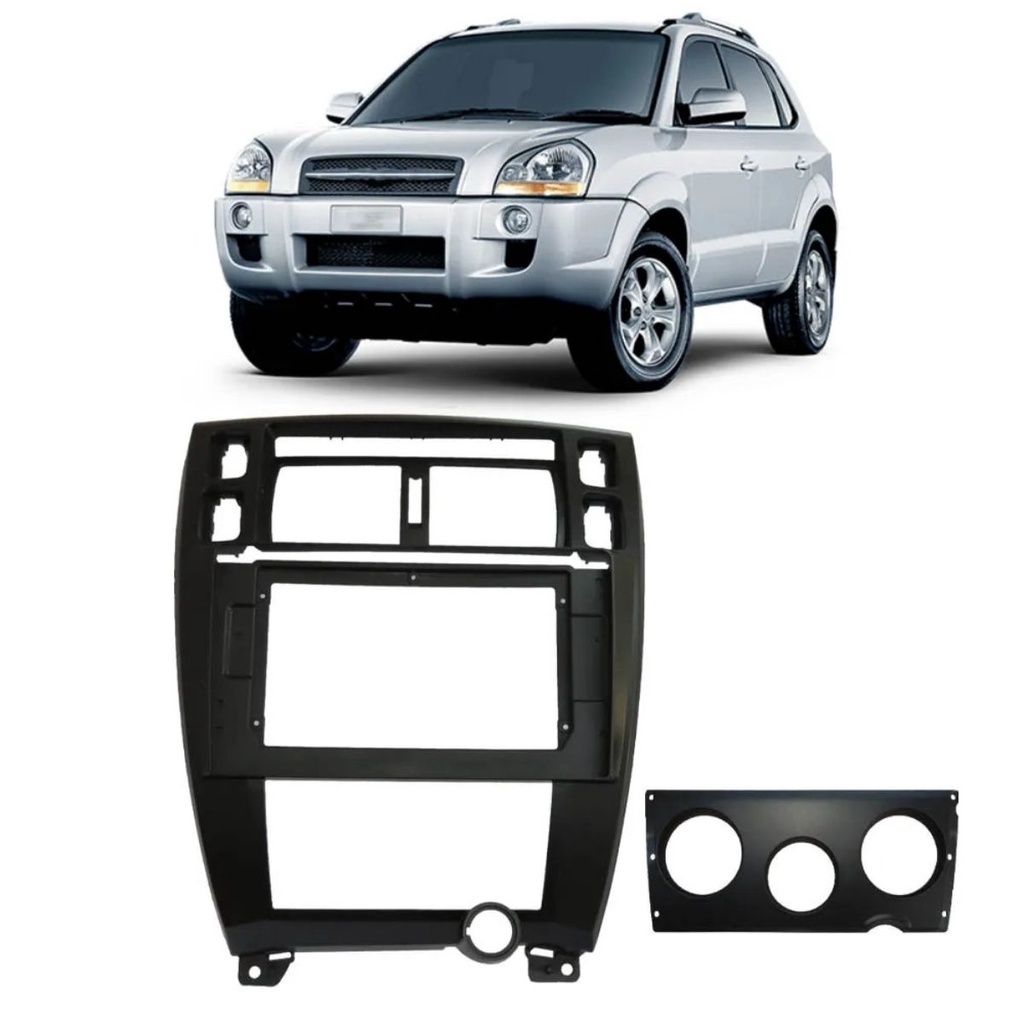 Moldura 2 Din 10 Polegadas Preto Hyundai Tucson 2007 a 2011 Ar Digital e Analógico EPX10HY008 - Expex