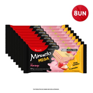 Combo Wafer Minueto Mega Morango 105G - 8 Unidades