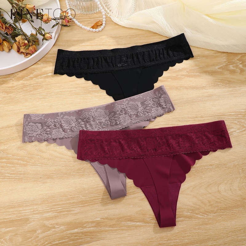 FINETOO Calcinha Sem Costura De Seda Gelo Para Mulheres Roupa Interior De Renda Borda Ondulada Cuecas Respiráveis E Maci em Oferta na Shopee