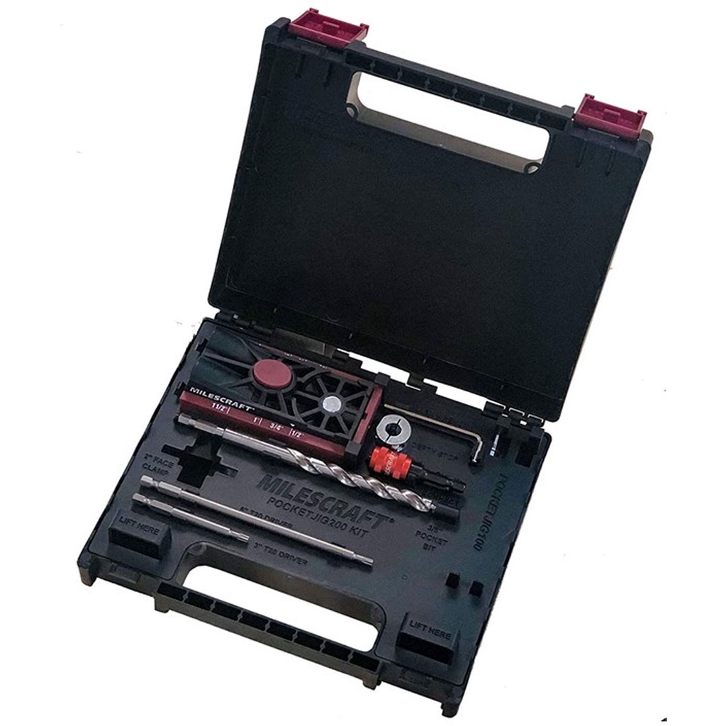 Gabarito Fixação Completo com Acessório e Maleta Pocket Hole Jig 200 Marcenaria - Milescraft