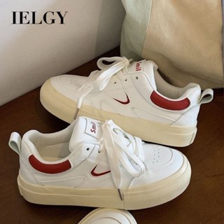 Ielgy Flat White Shoes Leather Plataforma de Couro Plataforma de Couro de Couro de Espessura Espessura Tênis Esportivos Casuais Mulheres