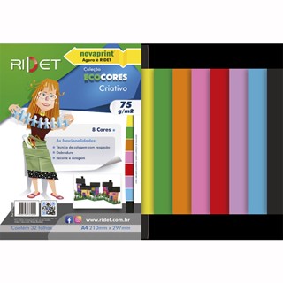Bloco ecocores criativo 75g 210x297mm 32 fls 8 cores 010009 Novaprint / Ridet