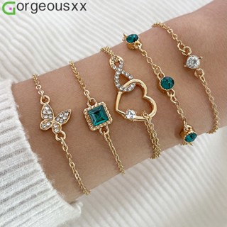Pulseira De Gema Verde Retro Trendy Square Para Mulheres Pulseiras De