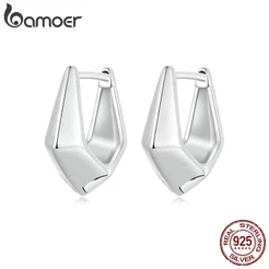 Brincos De Fita Bamoer 925 Sterling Delicados Fivelas Geométricas Para Orelha Jóias Presentes Mulheres