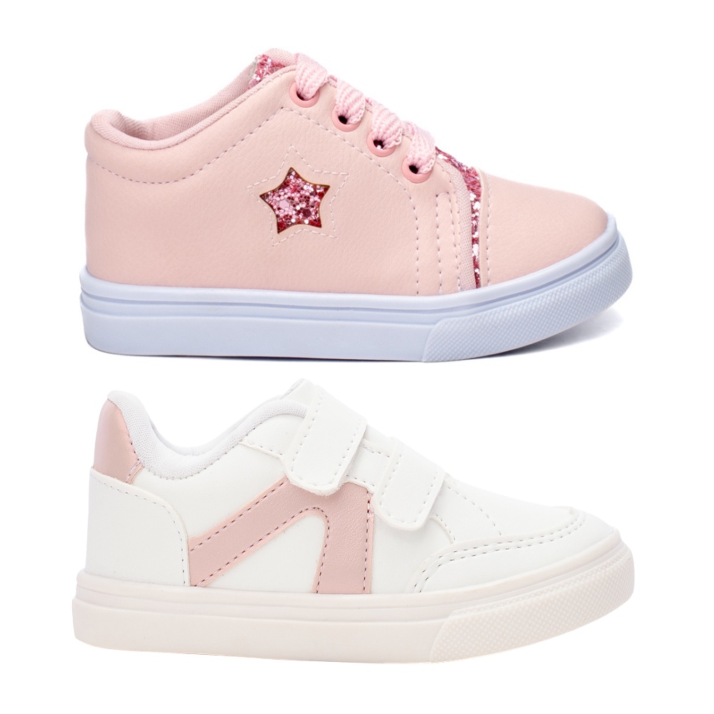 Kit 2 Pares de Tênis Infantil Casual Menina Funfy 3475A em Oferta na Shopee