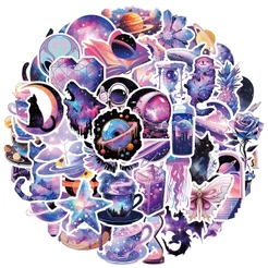 50PCS Cartoon Purple Cool Milky Way Starry Sky Adesivos De Grafite À Prova D'água Para Capacete De Bicicleta Decalques De Lápis LanLanStickersWorld