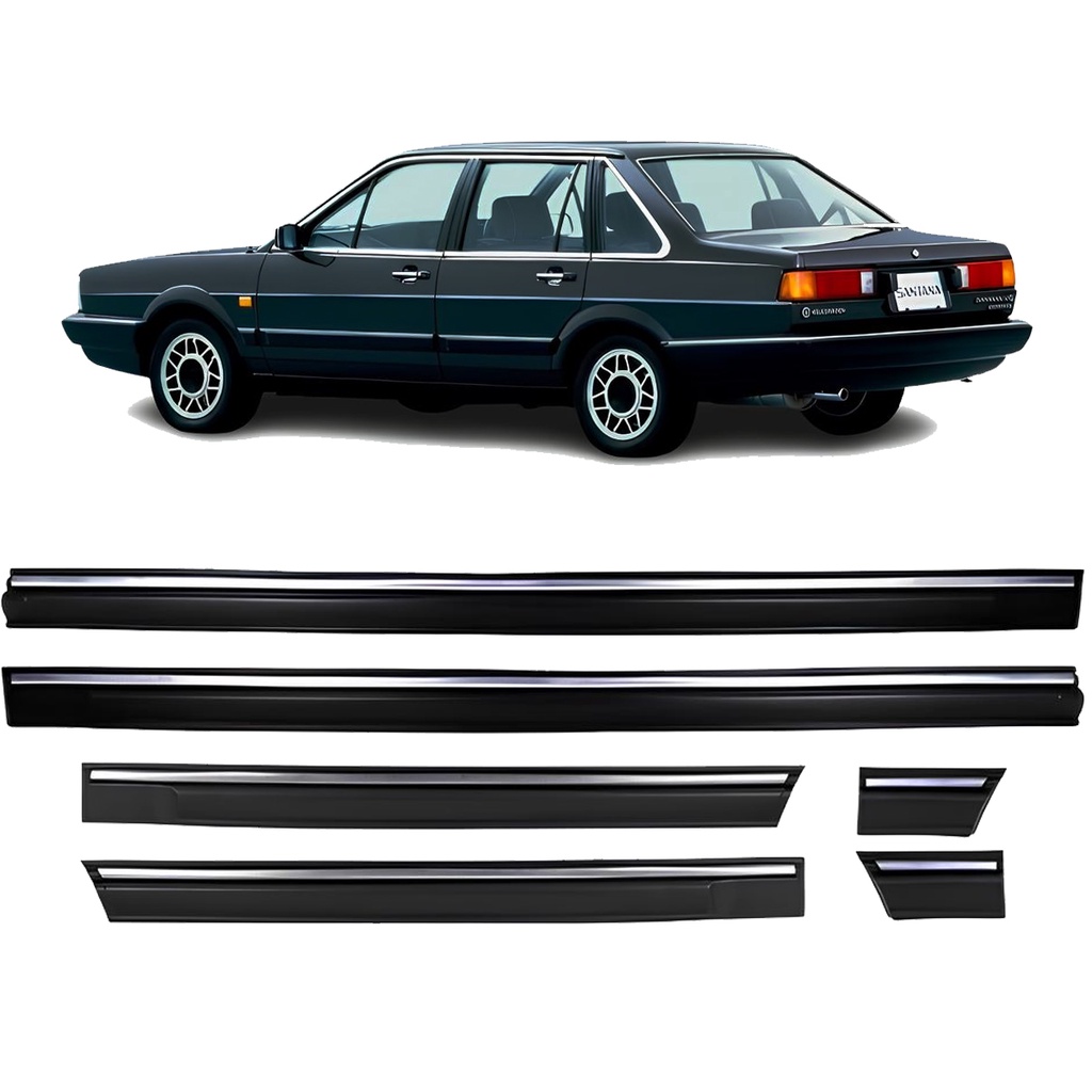 Jogo Friso Lateral Santana 1985 1986 1987 1988 1989 1990 Preto Com Filete Cromado