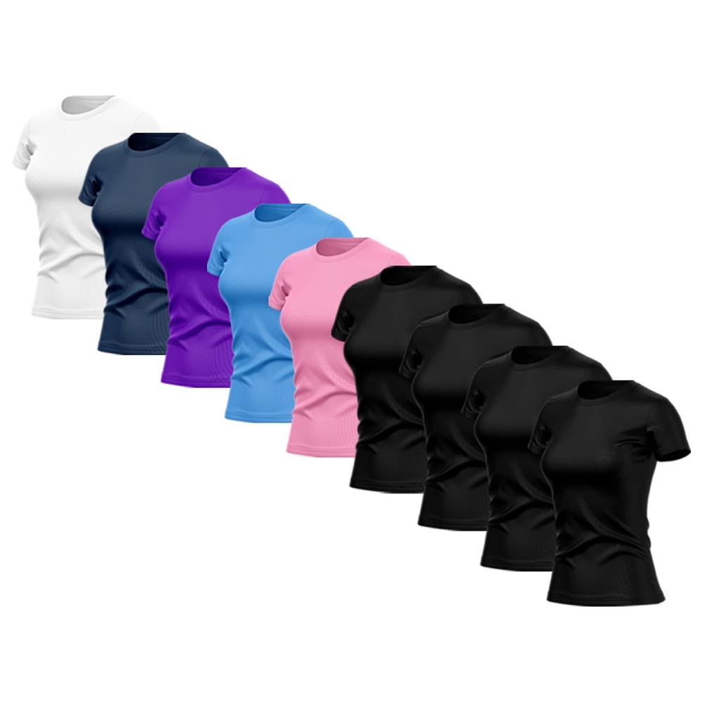 Kit 9 Camisetas Feminina Dry Fit Básica Lisa Proteção Solar UV Térmica Blusa Academia Esporte Camisa 07