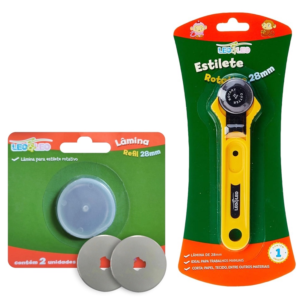 Kit Estilete Rotativo 28MM + 2 Lâminas Para Estilete Rotativo 28MM Uso Profissional - Stationery
