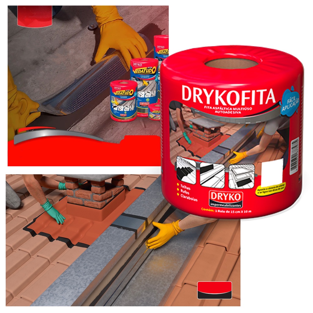 Fita Manta Asfaltica Para Telhado 15cm x 10m Adesiva Aluminizada Multiuso VedaTudo Dryko