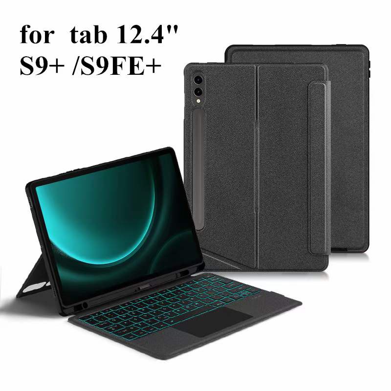 Capa De Teclado Bluetooth Para Samsung Galaxy Tab S9 FE Plus 2023 S9 12.4 " S9 + S9FE + 12.4'Tablet TouchPad Com Luz De Fundo