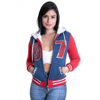 Moletom Feminino Dupla Face Estrela Planet Girls Azul Escuro