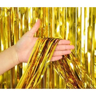 Cortina Decoração Festa 2M X 1M Metalizada Franja Painel