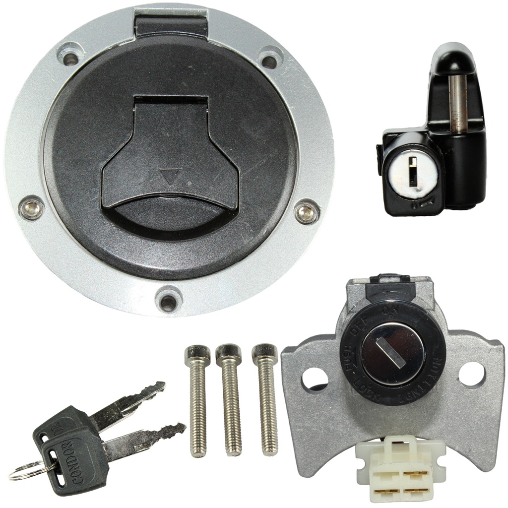 Kit conjunto travas chave ignição NXR160 Bros 2018 em diante contato tampa do tanque trava do capacete 3 peças