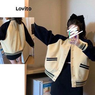 Lovito Jaqueta Casual Lisa Colorblock Para Mulheres LNA43171