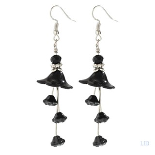 Crescent2 Gothic Black Flower Pendant Brincos De Borlas Halloween Drop
