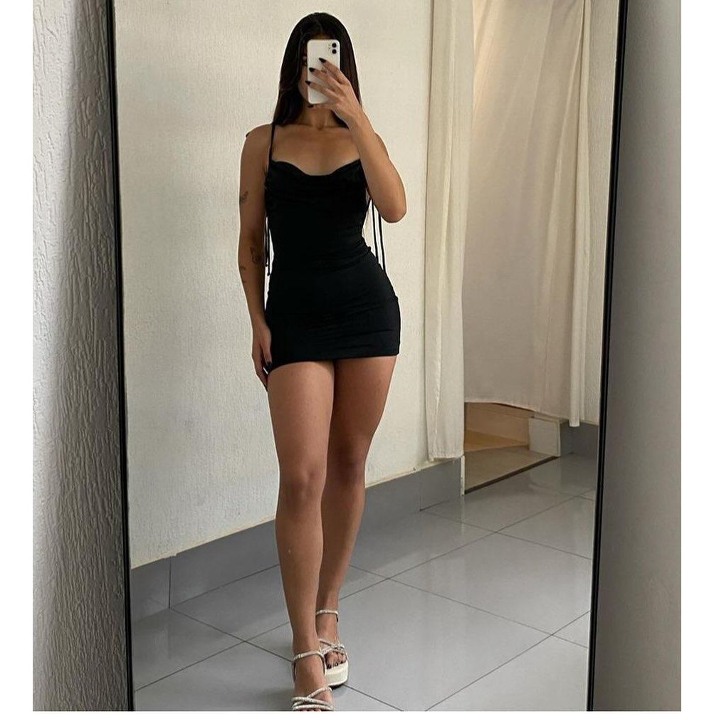 Vestido Curto Costa Nua De Amarrar Com Bojo Suplex Qualidade em Oferta na Shopee
