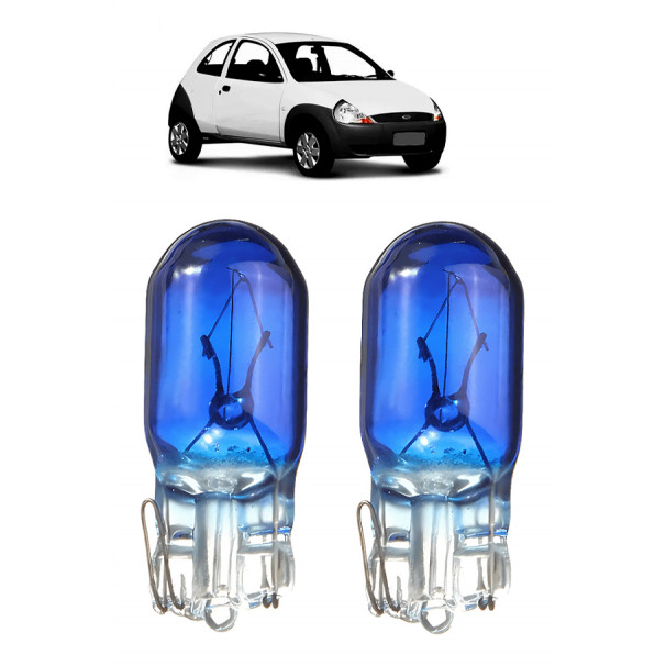 Par Lampada Pingo T10 Super Branca Ford Ka Farol Teto Placa 5w