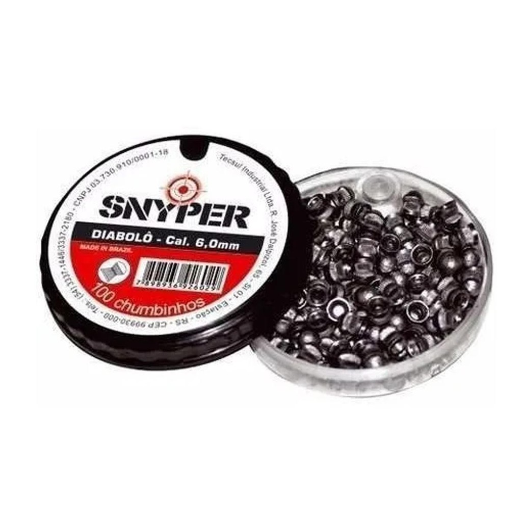 Chumbinho Diabolô 100 Unidades 6.0mm - Snyper em Oferta na Shopee