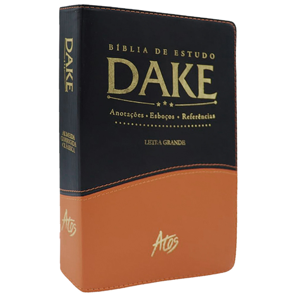 Bíblia de Estudo Dake | Letra Grande | Luxo Preta e Caramelo em Oferta na Shopee