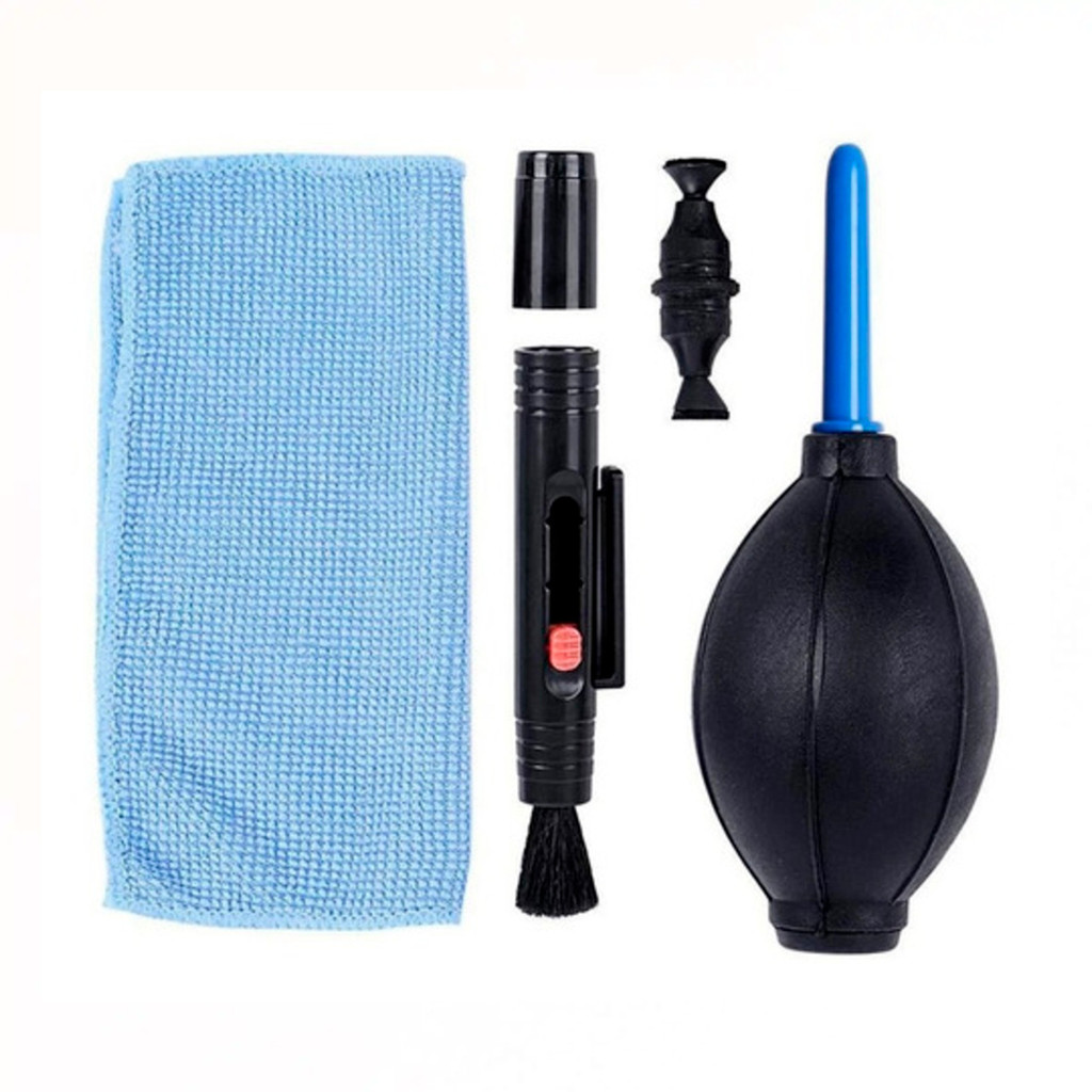 Kit De Limpeza De Lentes E Câmeras Bombinha Caneta E Flanela