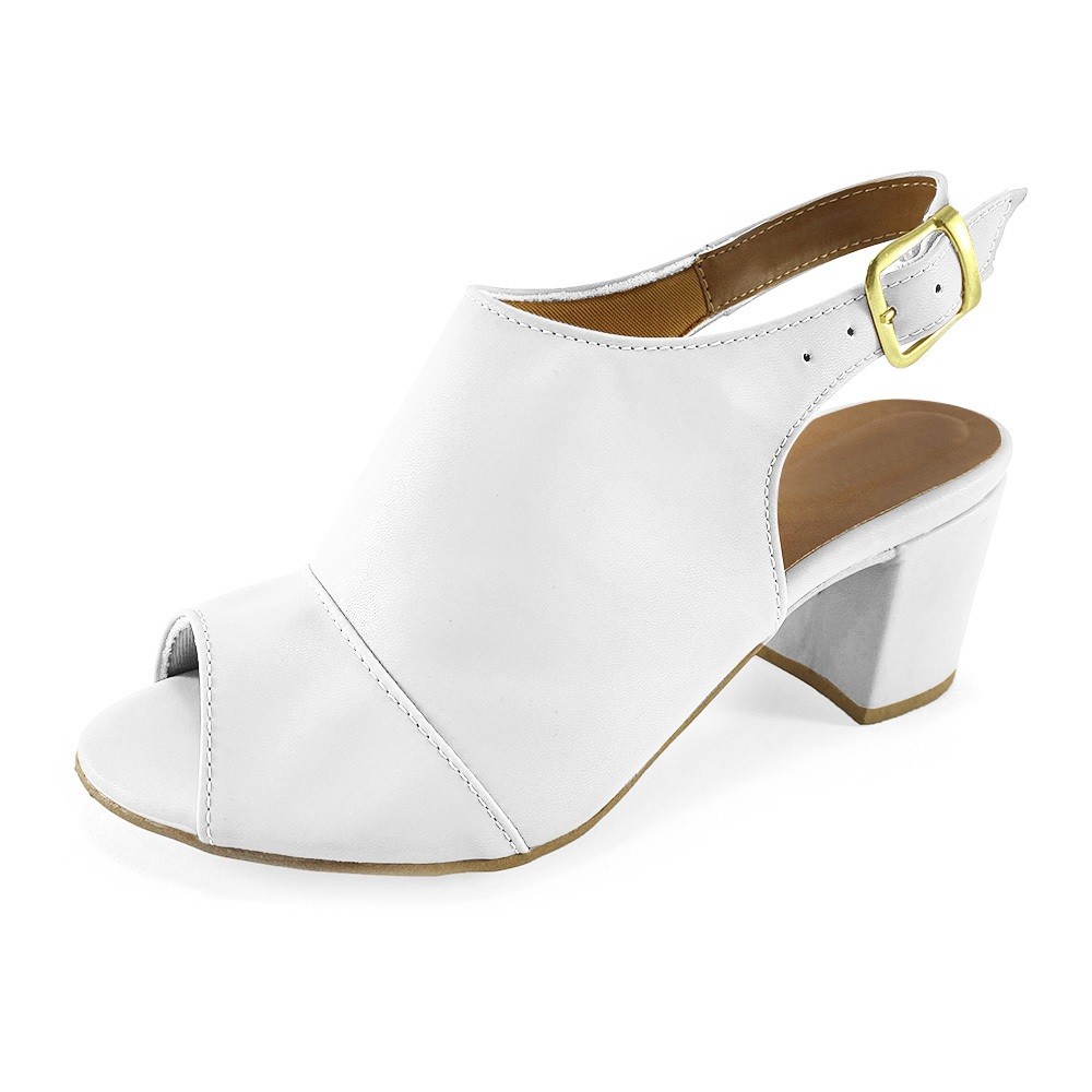 Tamanco Feminino Sandália Feminina Bota Salto 6cm Branco Dia a Dia JCL em Oferta na Shopee