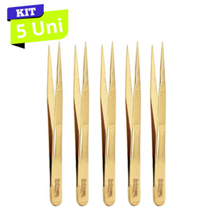 Kit 5 Pinças Solingen Ponta Agulha Designer Sobrancelhas - Dourada em Oferta na Shopee